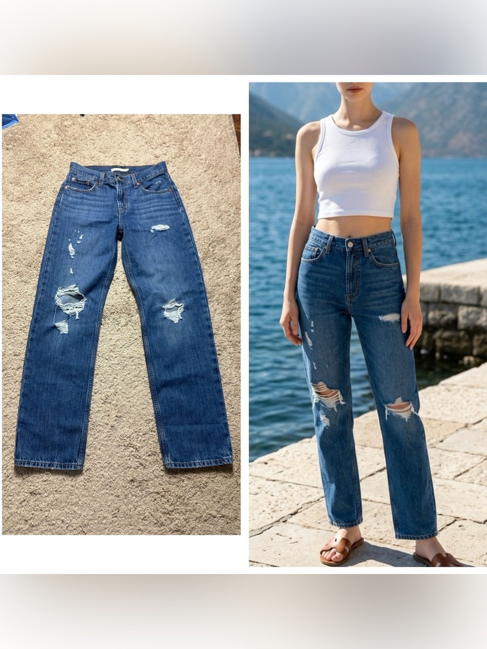 Levi’s Women Sz 26 High-Rise Distressed Low Pro Straight Leg Jeans - Blue